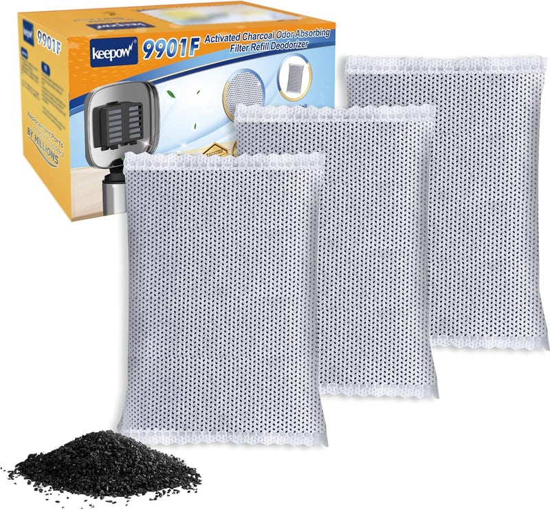 KEEPOW Activated Charcoal Odor Absorber, Trash Can Deodorizer, Diaper Pail Deodorizer, Odor Filter Refill for iTouchless 8 Gallon & Larger for iTouchless 13 Gallon Trash Can Diaper Garbage Can, 3Pack - Image 1